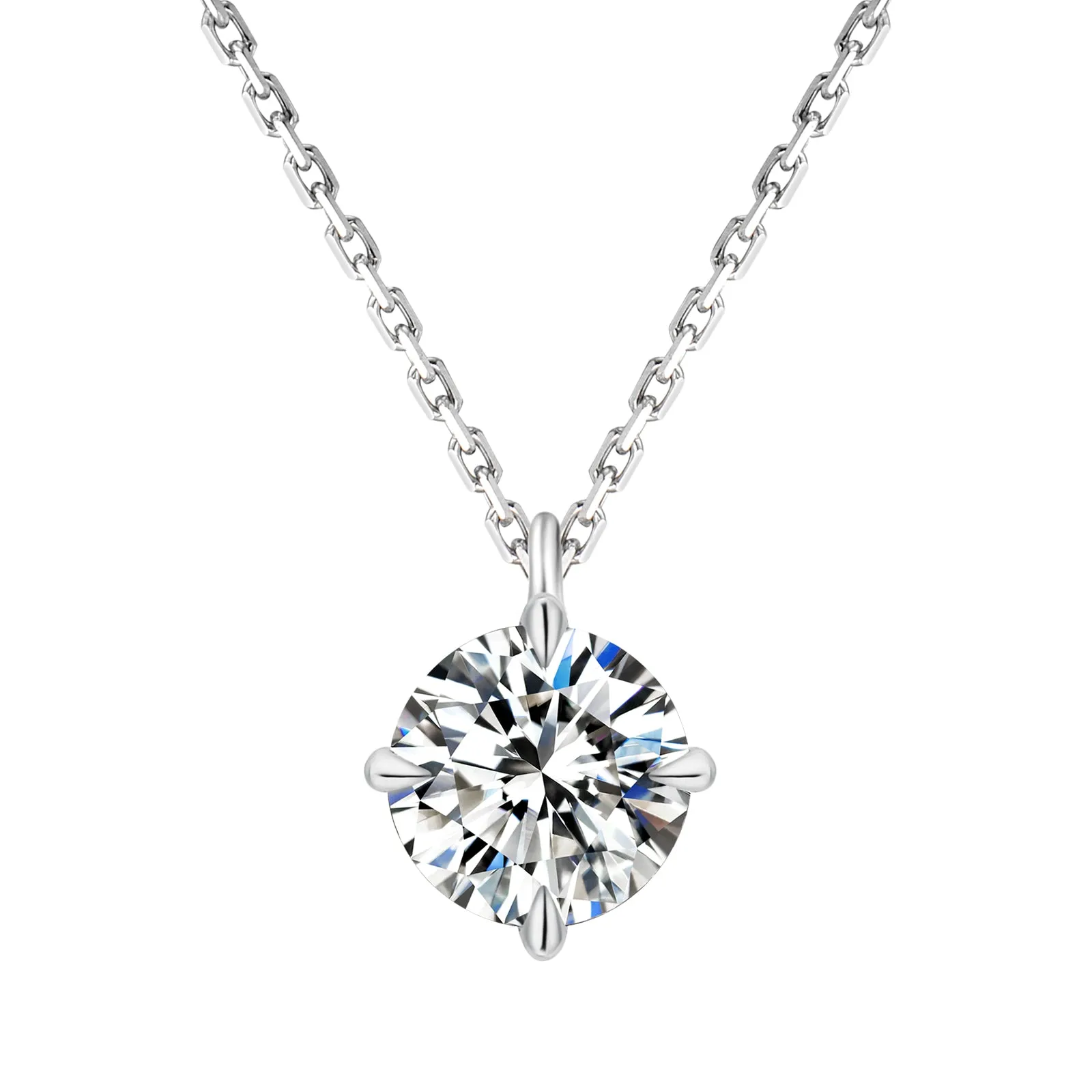 0.5~4.0 Carats VVS1 Moissanite Round Pendant Necklace for Women 0296