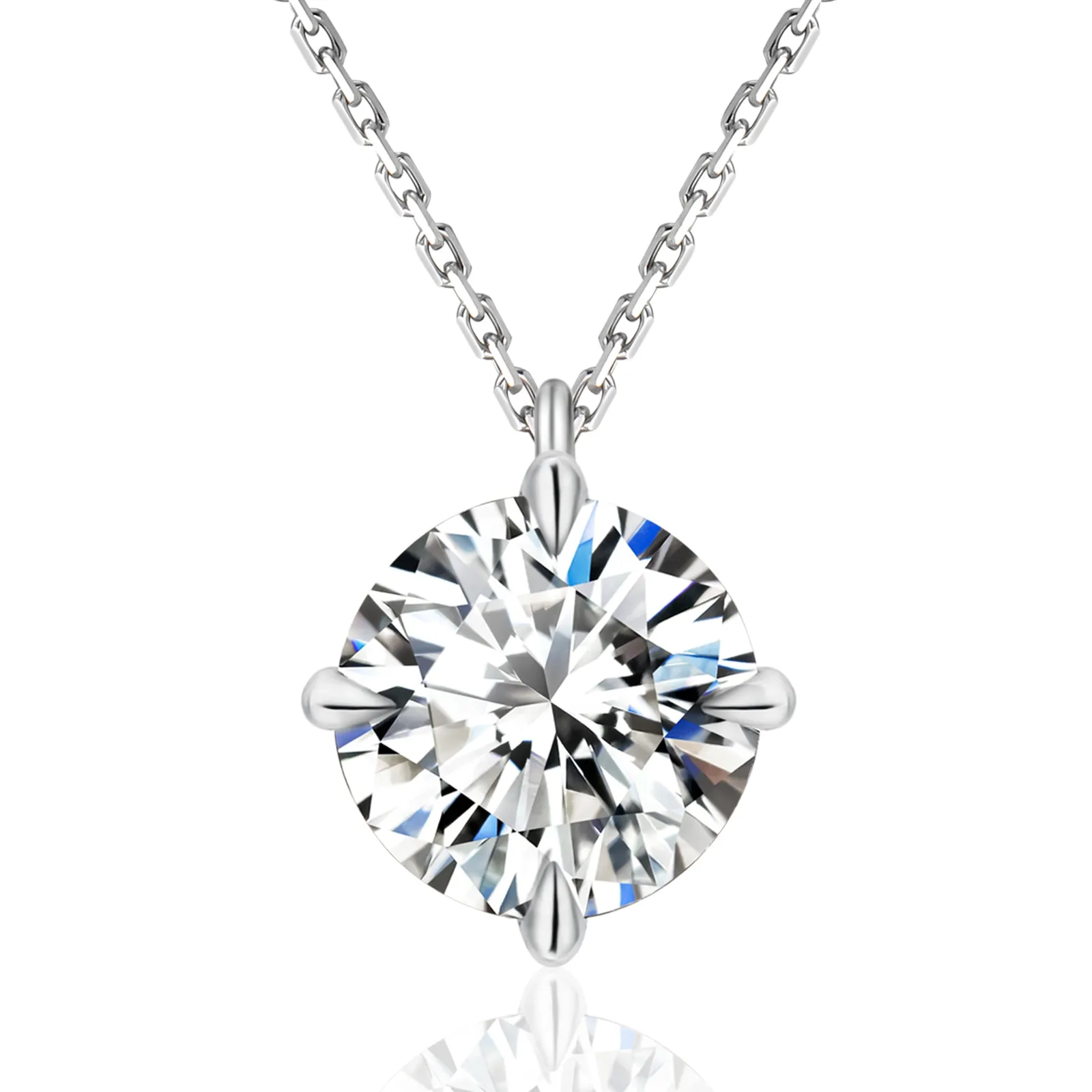 0.5~4.0 Carats VVS1 Moissanite Round Pendant Necklace for Women 0296