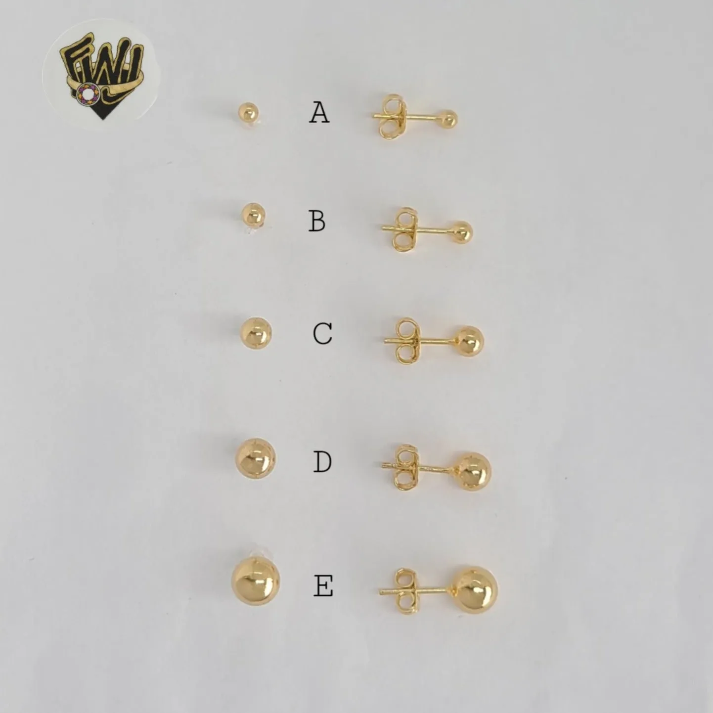 (1-1063) Gold Laminate - Classic Ball Earrings - BGF