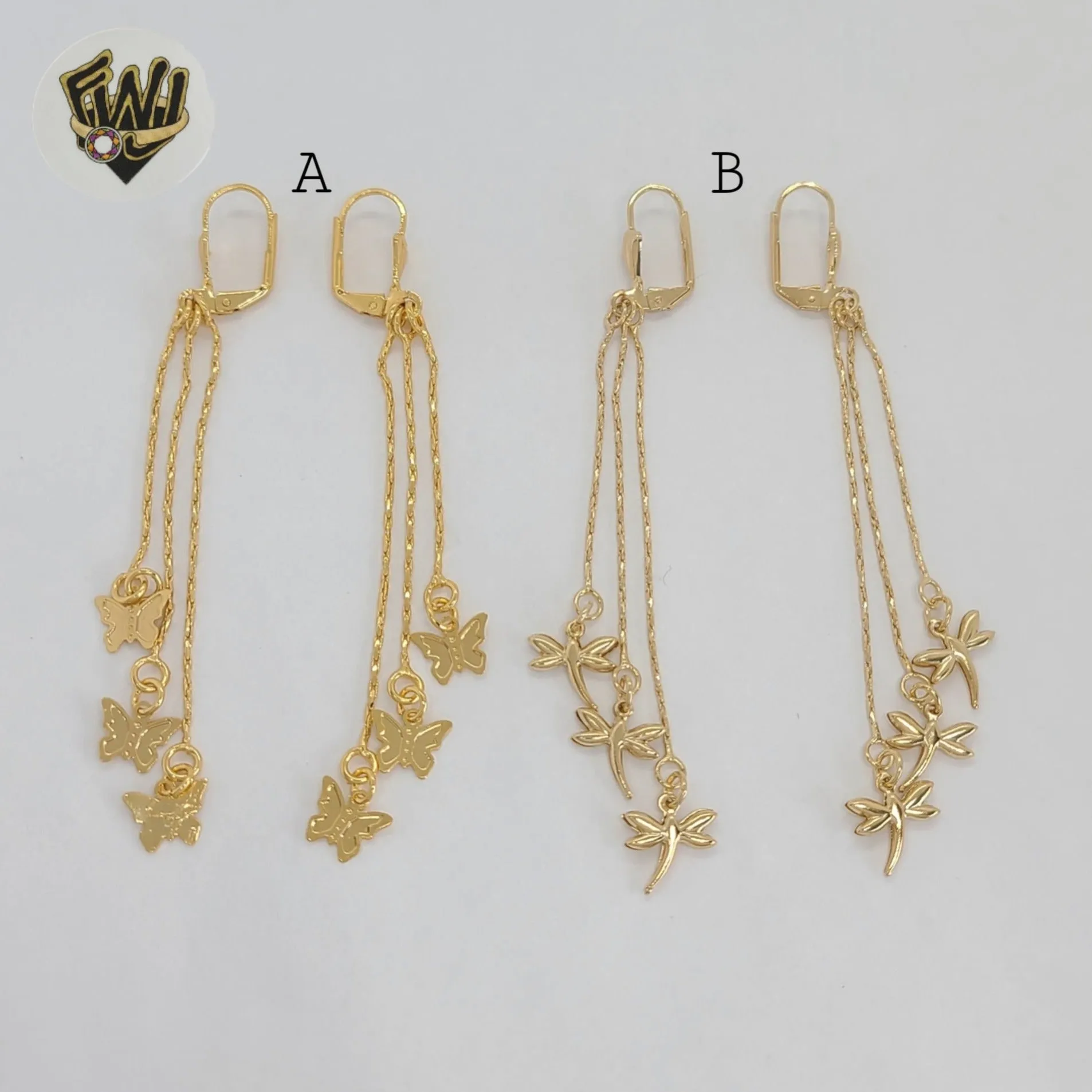 (1-1235-2) Gold Laminate - Long Earrings - BGF