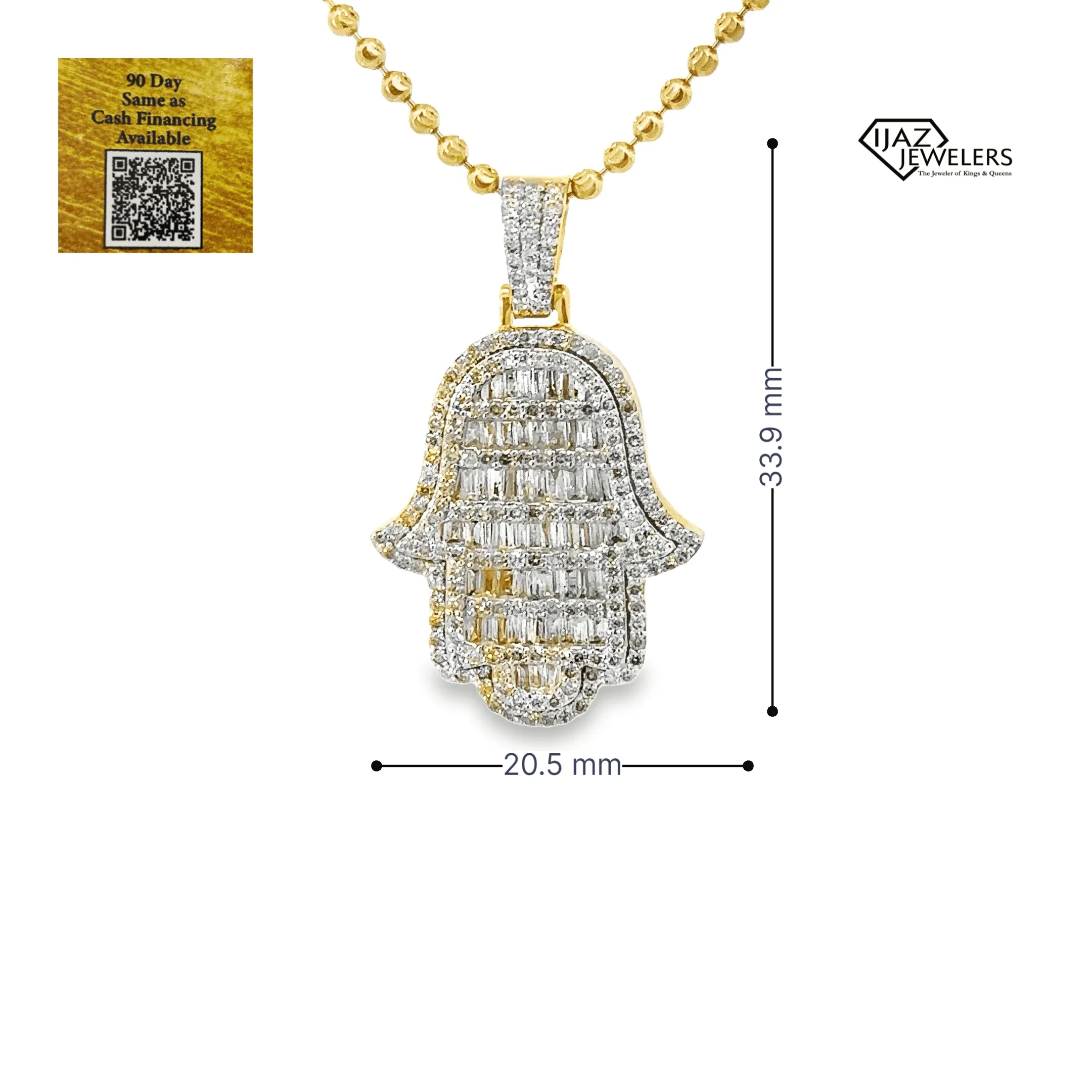 10K Gold 1.40 CTW Diamond Hamsa Charm