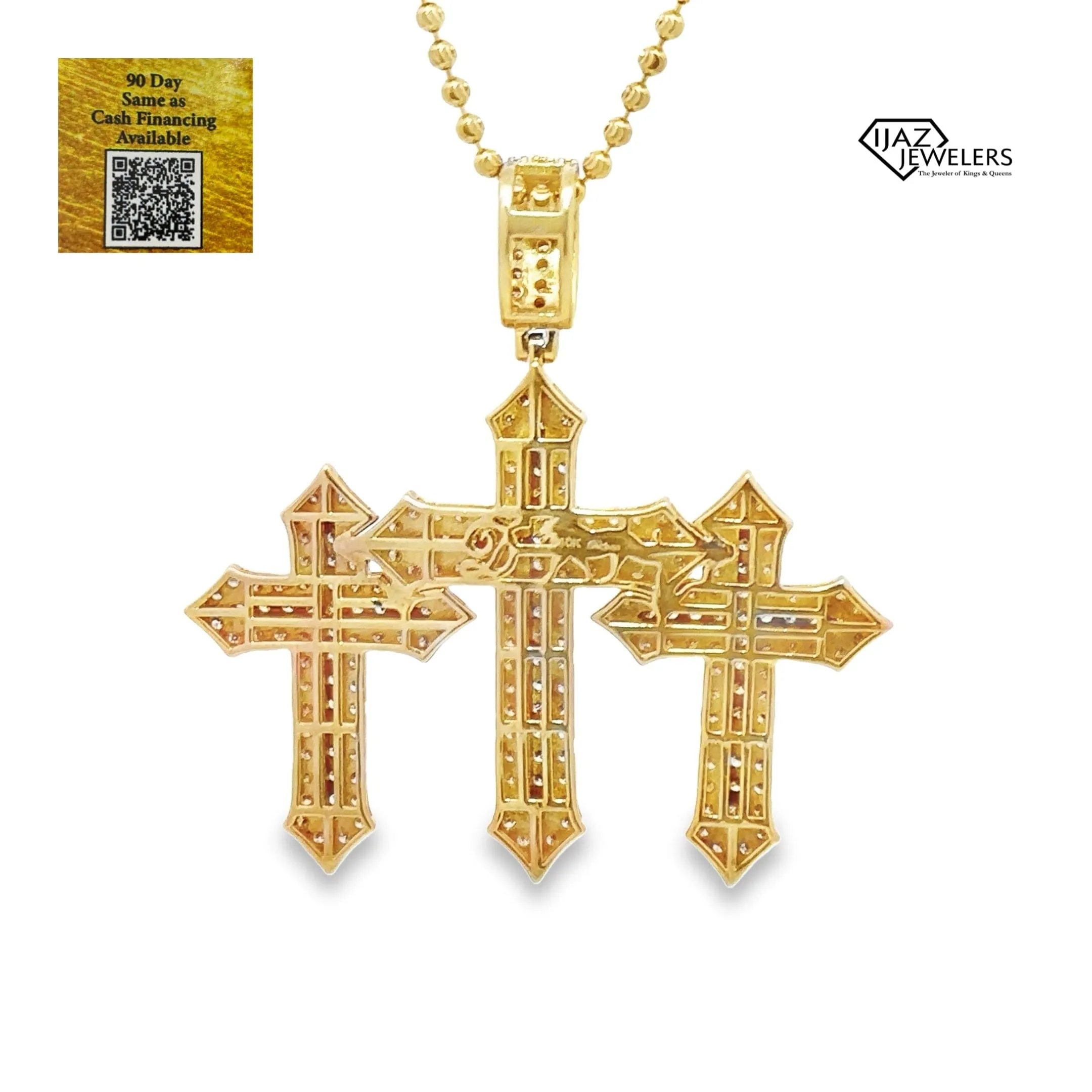 10K Gold 3.10 CTW Diamond Triple Cross Charm