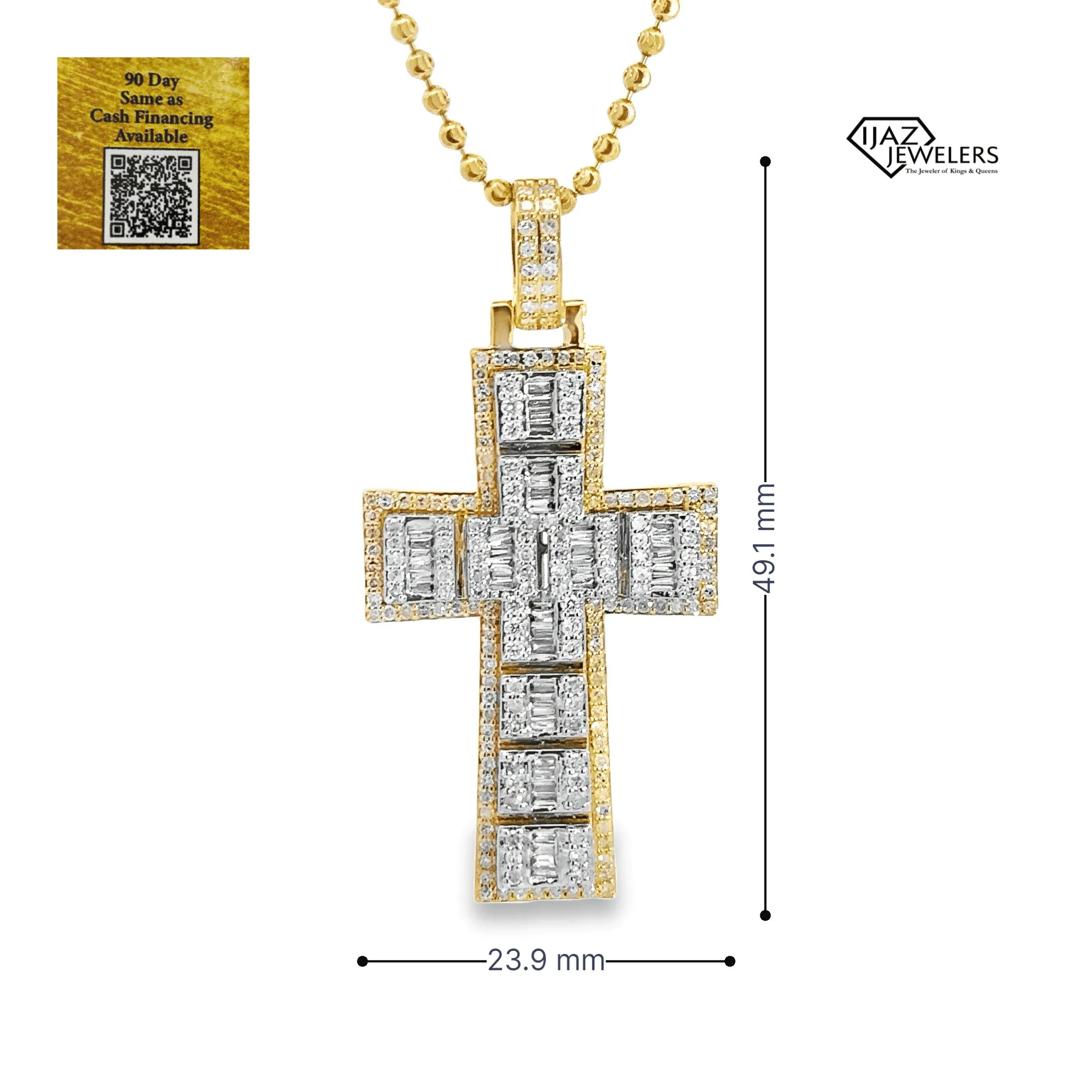 10K Gold Two Tone 1.50 CTW Diamond Cross Charm