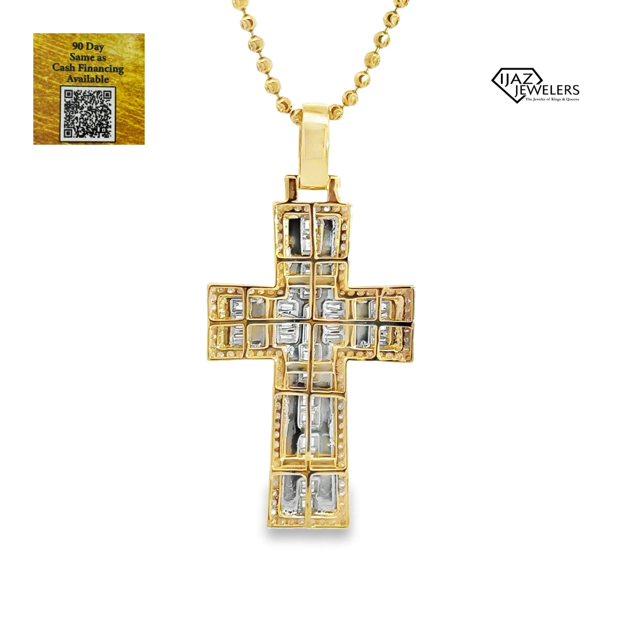 10K Gold Two Tone 1.50 CTW Diamond Cross Charm