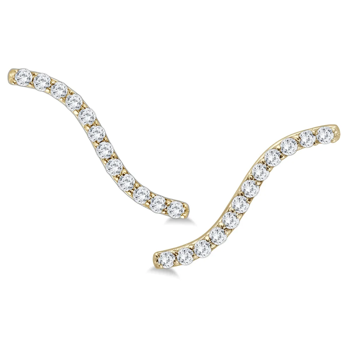 1/2 Ctw Genuine Diamond S-Shaped Climber Earrings In 14K Yellow Gold