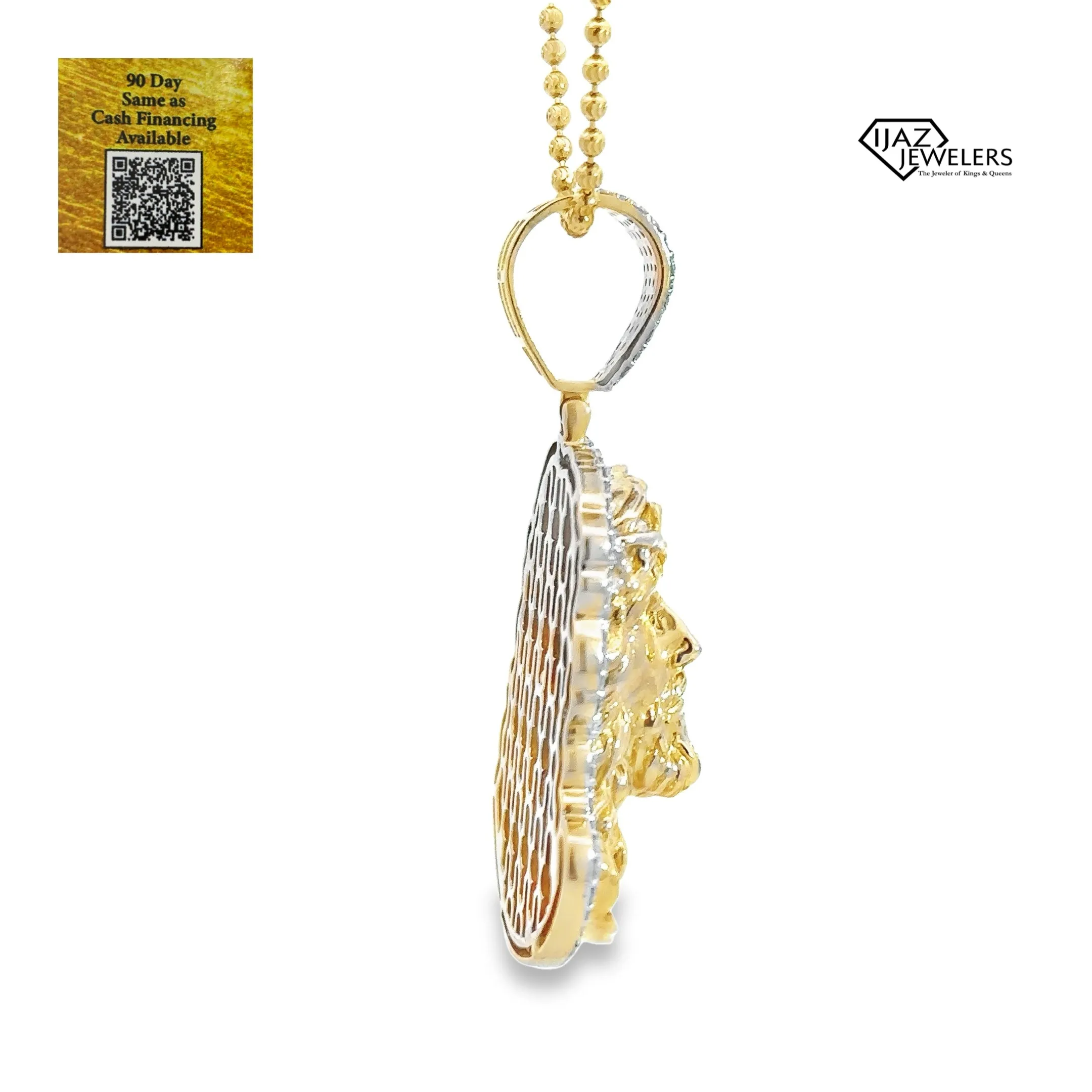 14K Gold 1.35 CTW Diamond Jesus Charm