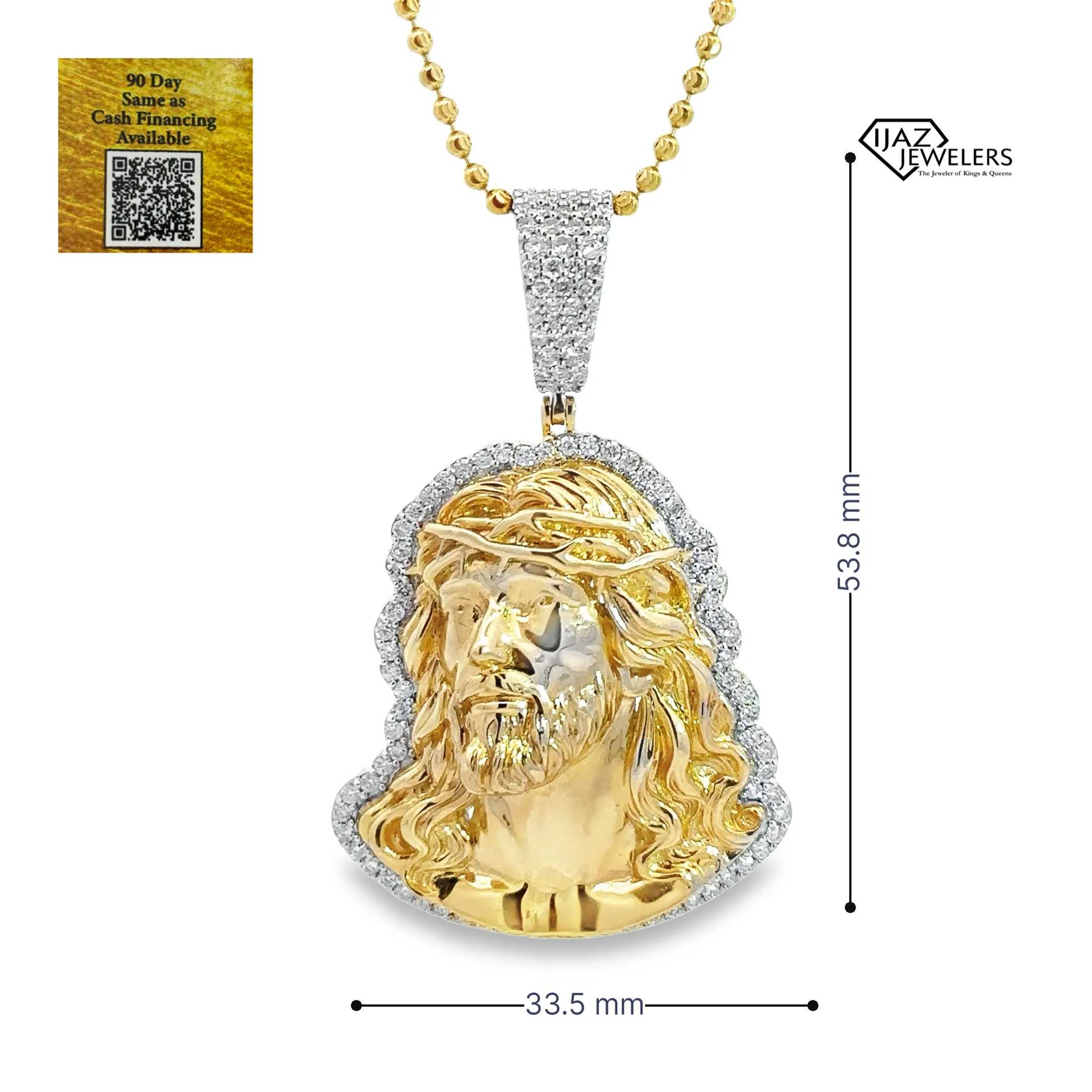 14K Gold 1.35 CTW Diamond Jesus Charm