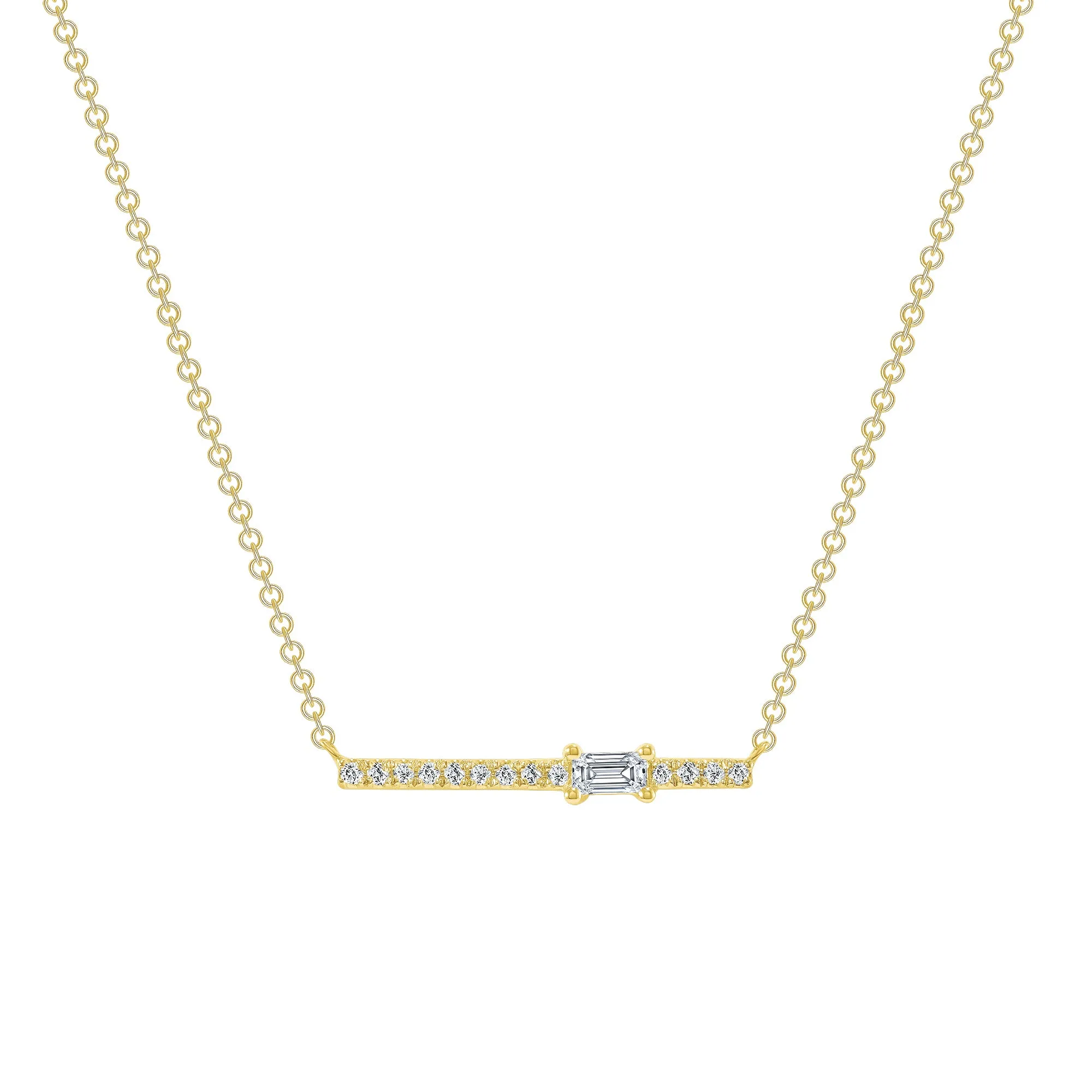 14K Gold Diamond Baguette Bar Pendant