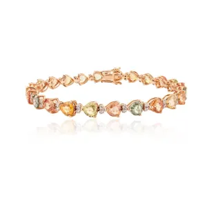 14K Multi Sapphire Heart Tennis Bracelet