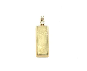 14k Yellow Gold Bar Pendant W/ 5 Ptw Diamond Accent