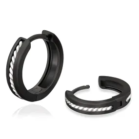 15mm Black & White Hoop Earrings for Men