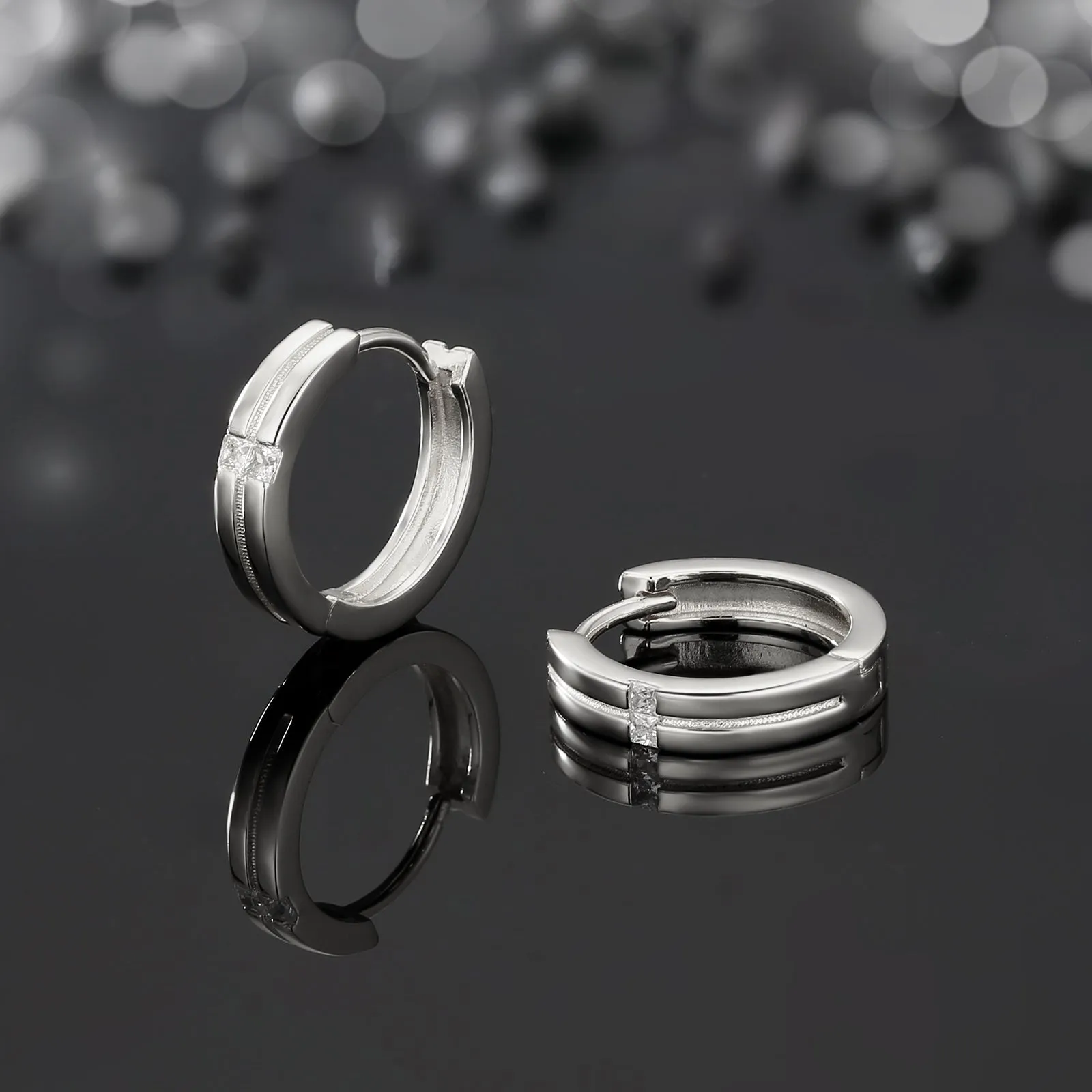 15mm Iced Round Hoop Earrings for Men