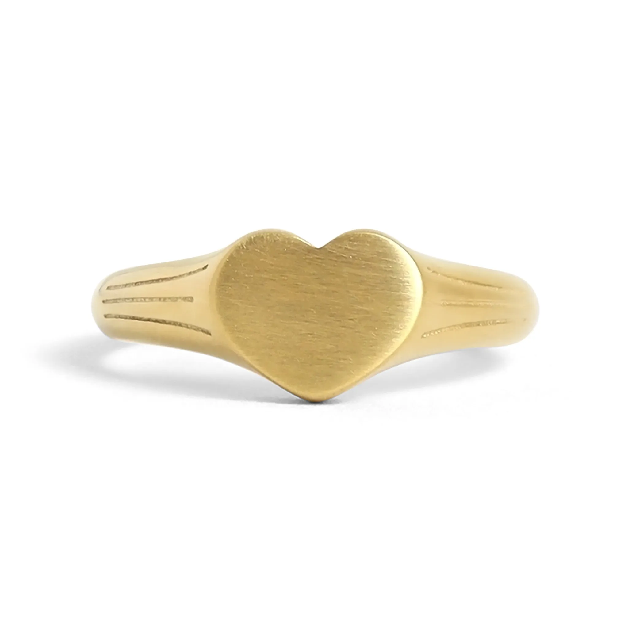 18k Gold PVD Coated Stainless Steel Blank Engravable Heart Signet Ring / ESR0004