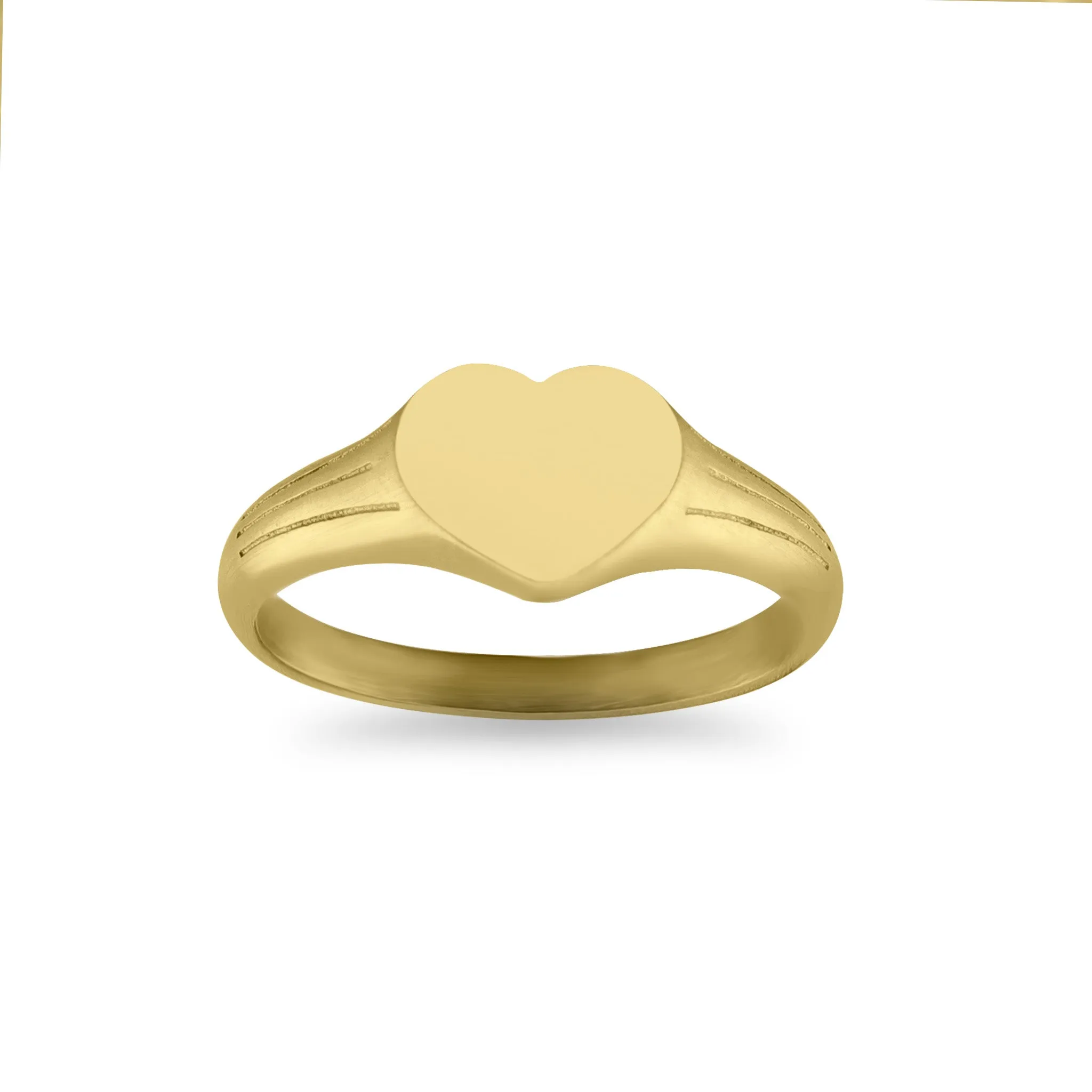 18k Gold PVD Coated Stainless Steel Blank Engravable Heart Signet Ring / ESR0004