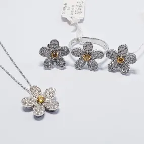 1.9ctw Floral Diamond Jewelry Set 14K Gold