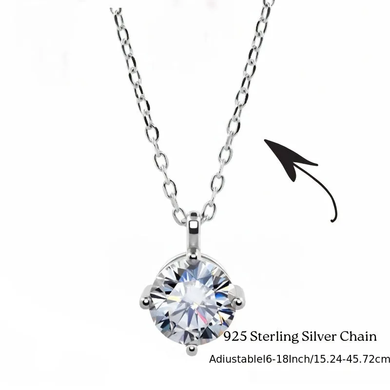 1pc Stunning 1/2ct Round D Color VVS Moissanite Necklace - Classic 925 Sterling Silver with 18k Gold Plating and 4 Claw Setting - Sparkling VVS D Diamond Pendant for a Timeless Look