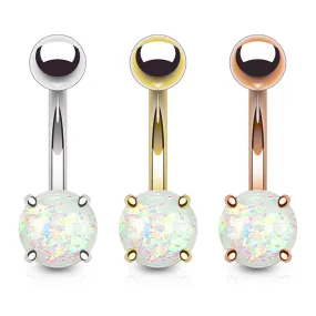 3 Pieces of Value Pack IP Plated Opal Glitter Prong Set 316L Surgical Steel WildKlass Belly Button Rings