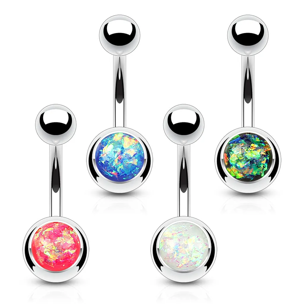 4 Pieces of Value Pack Opal Glitter Set 316L Surgical Steel WildKlass Belly Button Rings