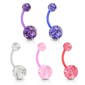 5 Pcs Value Pack Ultra Glitter Acrylic Balls BioFlex WildKlass Navel Rings