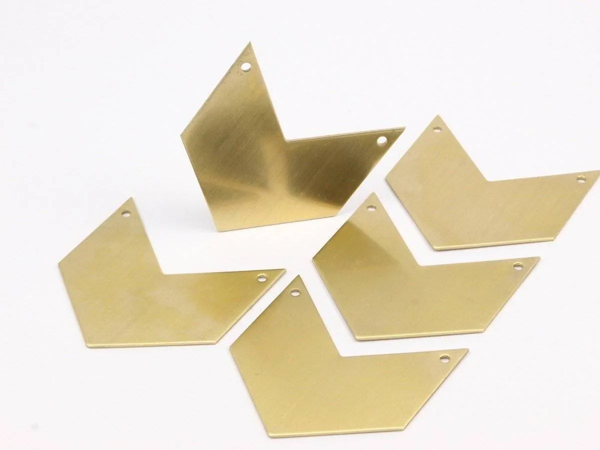 8 Raw Brass Chevrons 2 Holes Blanks (40x25x0.80mm) A0836--n617