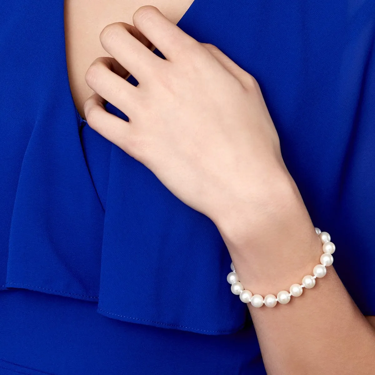 8.5-9.5mm White Freshwater Pearl Bracelet - AAA Quality