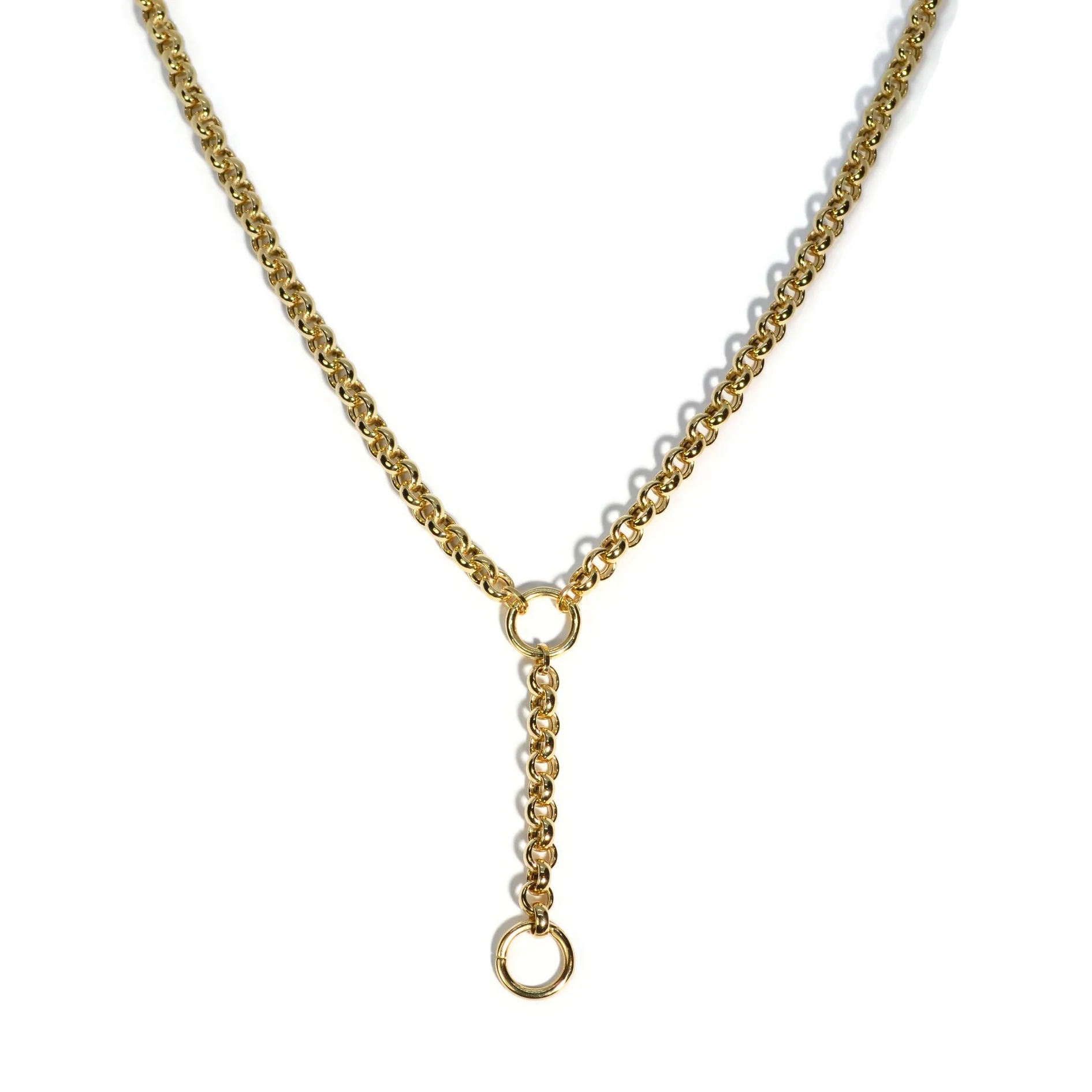 AFJ Gold Collection - Lariat Rolo Chain Necklace, Yellow Gold