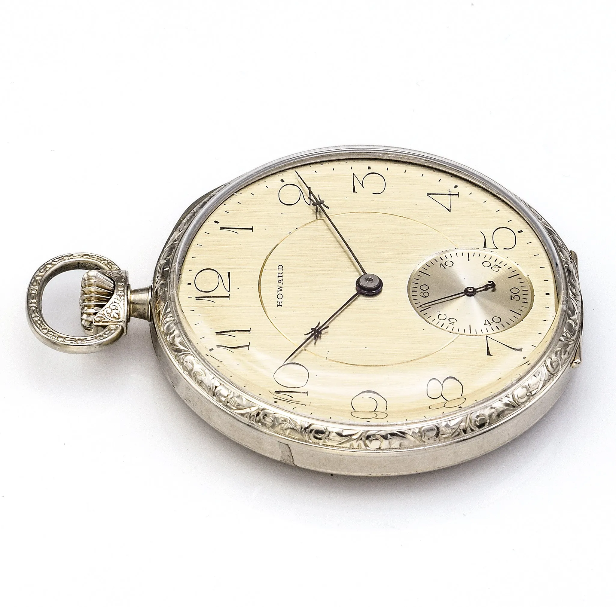 Antique 1912 Howard 14K White Gold 17 Jewels Size 12 Pocket Watch