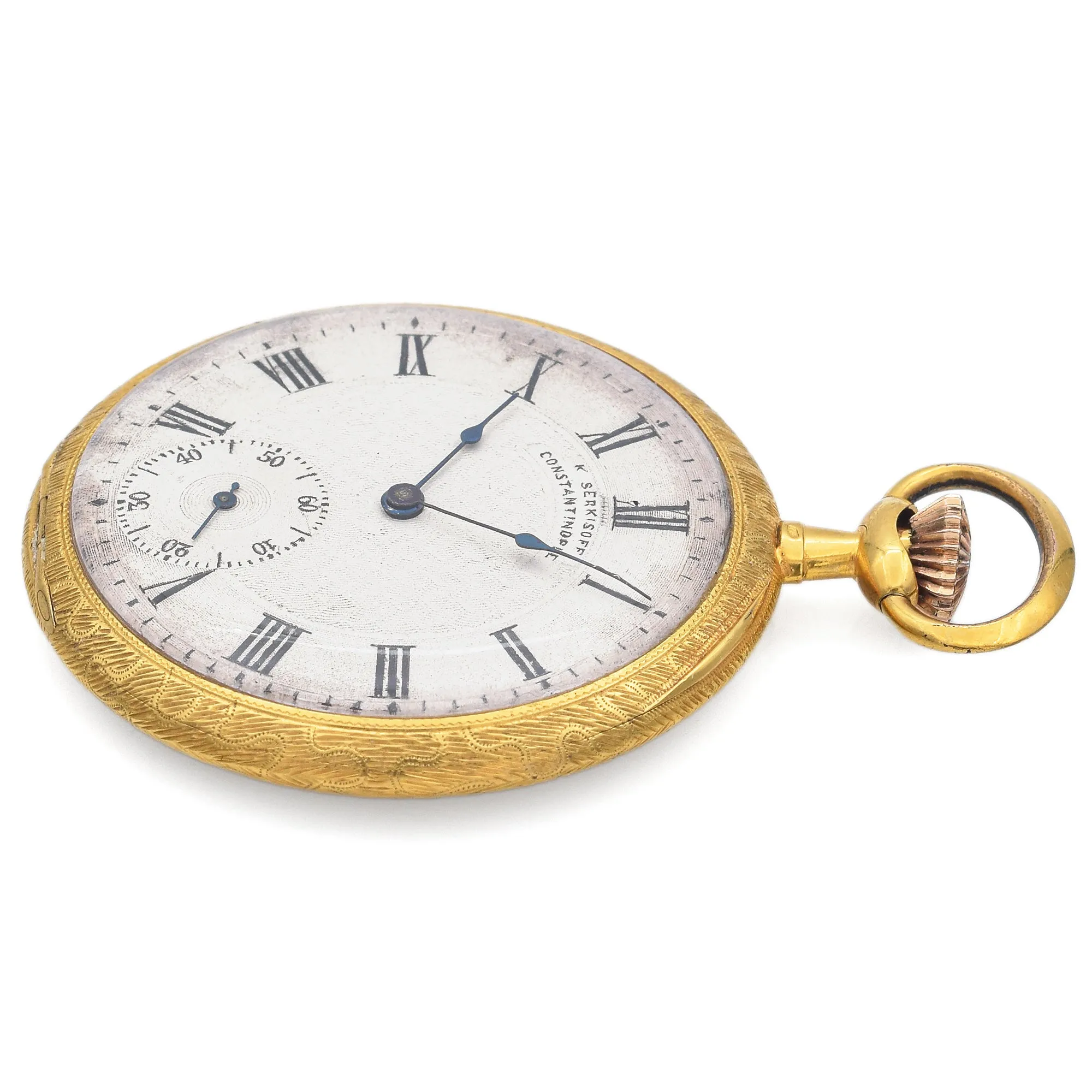 Antique K. Serkisoff Constantinople 18K Yellow Gold Swiss Movement Pocket Watch