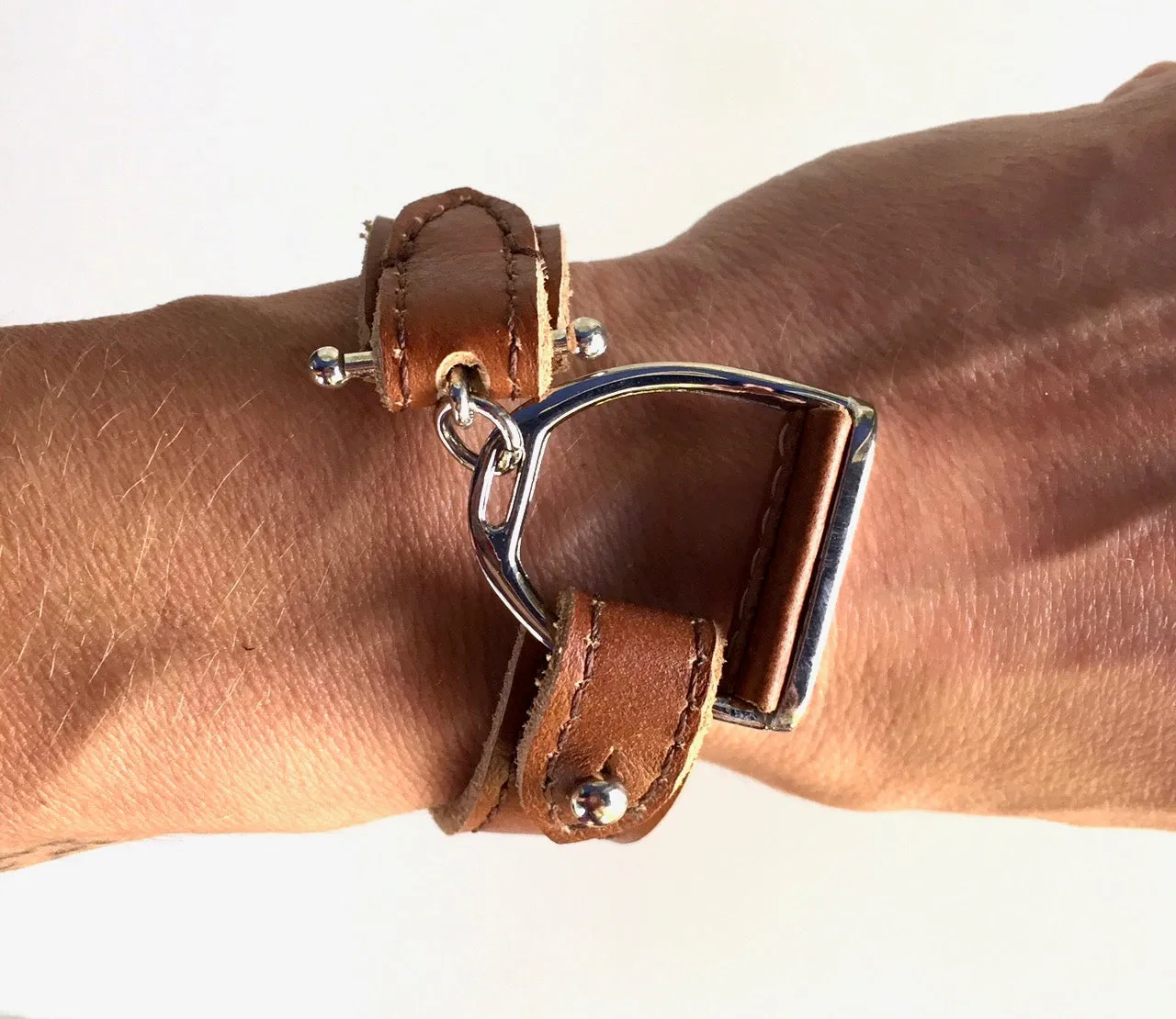 APOLLO | Equestrian leather bracelet | Leather Wrap | Stirrup Leather Cuff - AtelierCG