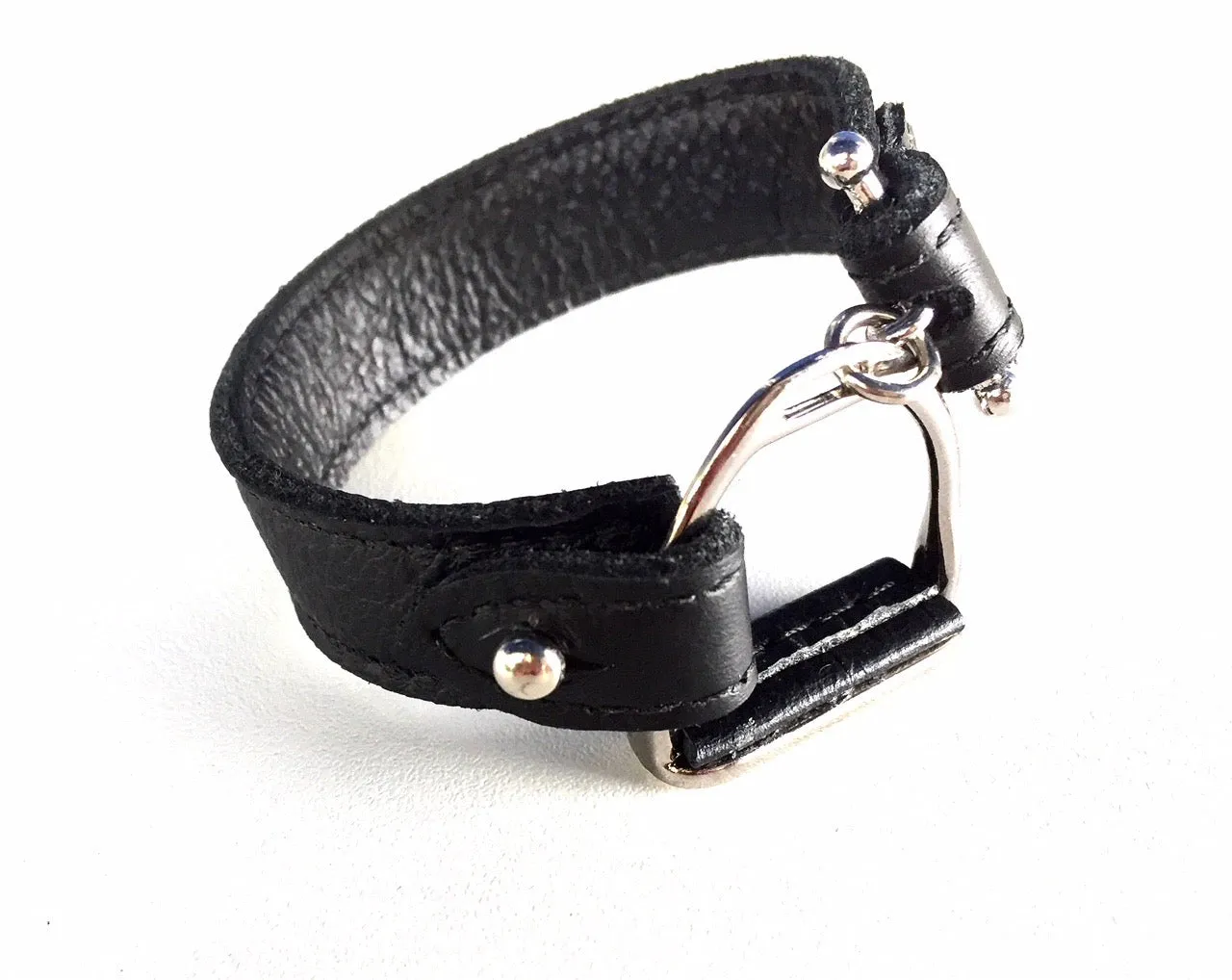 APOLLO | Equestrian leather bracelet | Leather Wrap | Stirrup Leather Cuff - AtelierCG