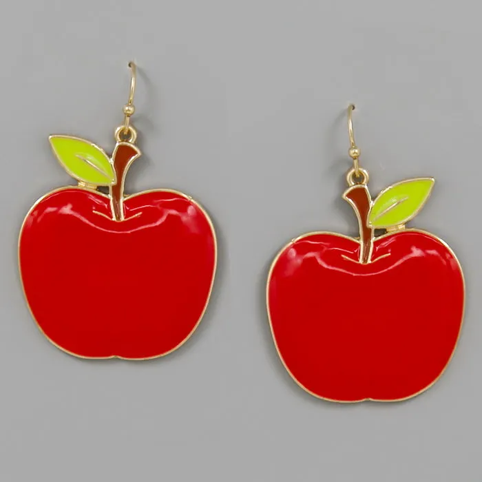 Apple Enamel Drop Earrings