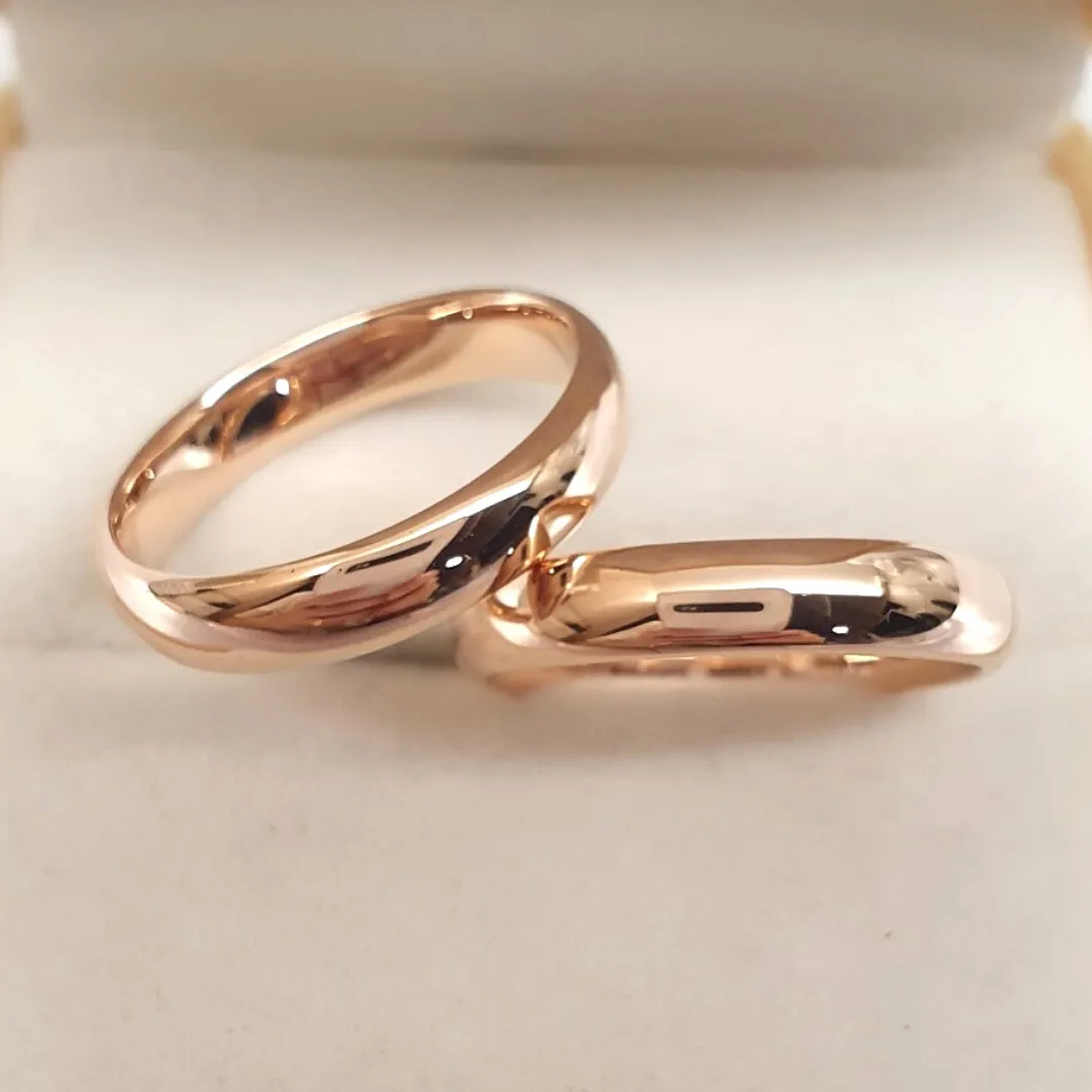 Aramis Solid Curved Plain Wedding Rings 18K Rose Gold