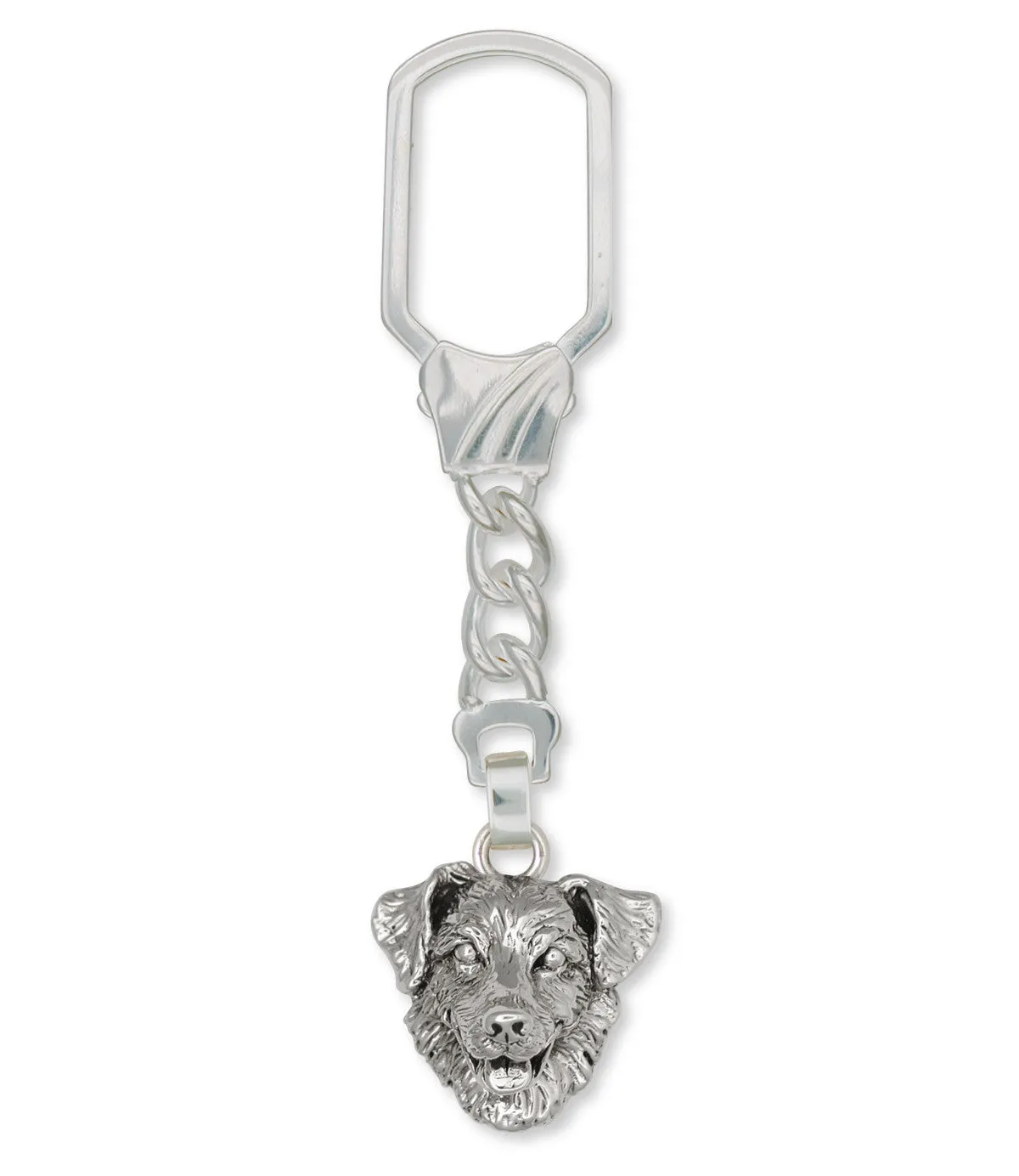 Australian Shepherd Key Ring Jewelry Sterling Silver Handmade Dog Key Ring AU5-KE