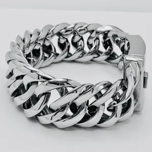 Bagger Bracelet - "EASY BIKER" - Curb Chain - Polished - 3/4 Inch wide - B134