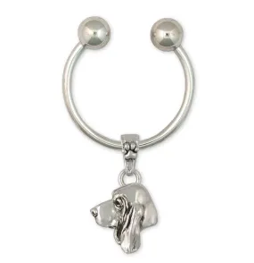 Basset Hound Key Ring Jewelry Sterling Silver Handmade Dog Key Ring BAS7-K