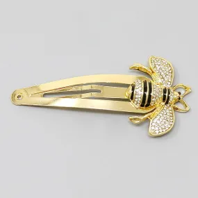 Bee Glass Stone Pave Snap Clip