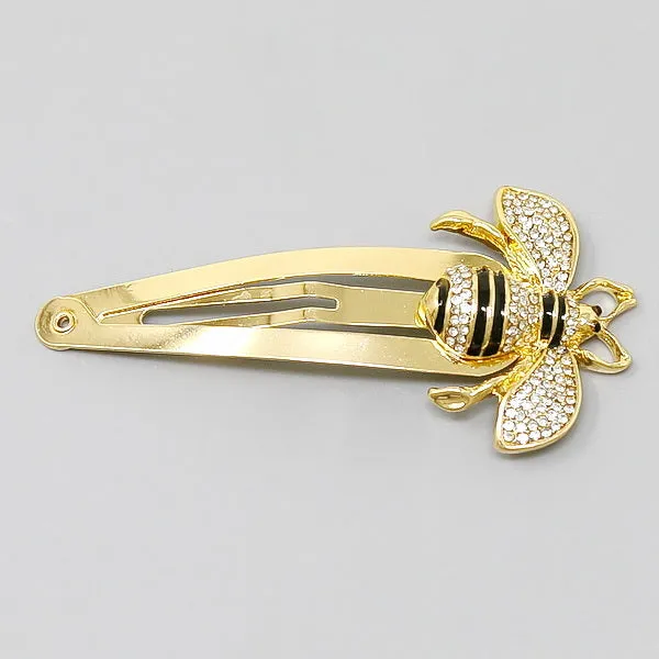 Bee Glass Stone Pave Snap Clip