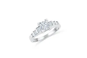 Bezel Princess Cut Diamond Engagement Ring 1.14 ct tw 950 Platinum DENG042