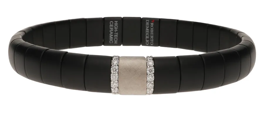 Black Ceramic Stretch Bracelet with Diamonds