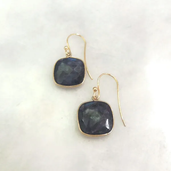 Blue Sapphire Single Drop Hook Earrings