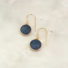 Blue Sapphire Single Drop Hook Earrings