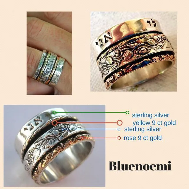 Bluenoemi Israeli spinner rings Meditation rings for women, engagement rings