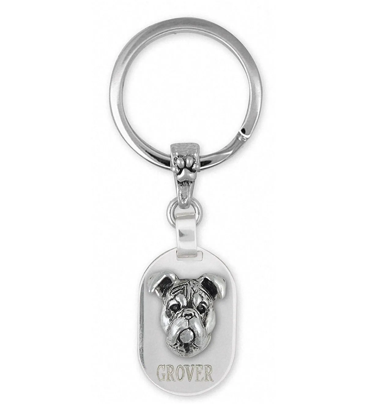 Boxer Jewelry Sterling Silver Handmade Boxer Key Ring BD32-2KRE