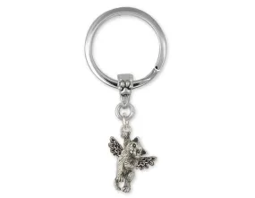 British Shorthair Angel Key Ring Jewelry Sterling Silver Handmade Cat Key Ring BRS3-AKR