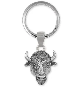 Buffalo Key Ring Jewelry Sterling Silver Handmade Bison Key Ring BUF-KRE