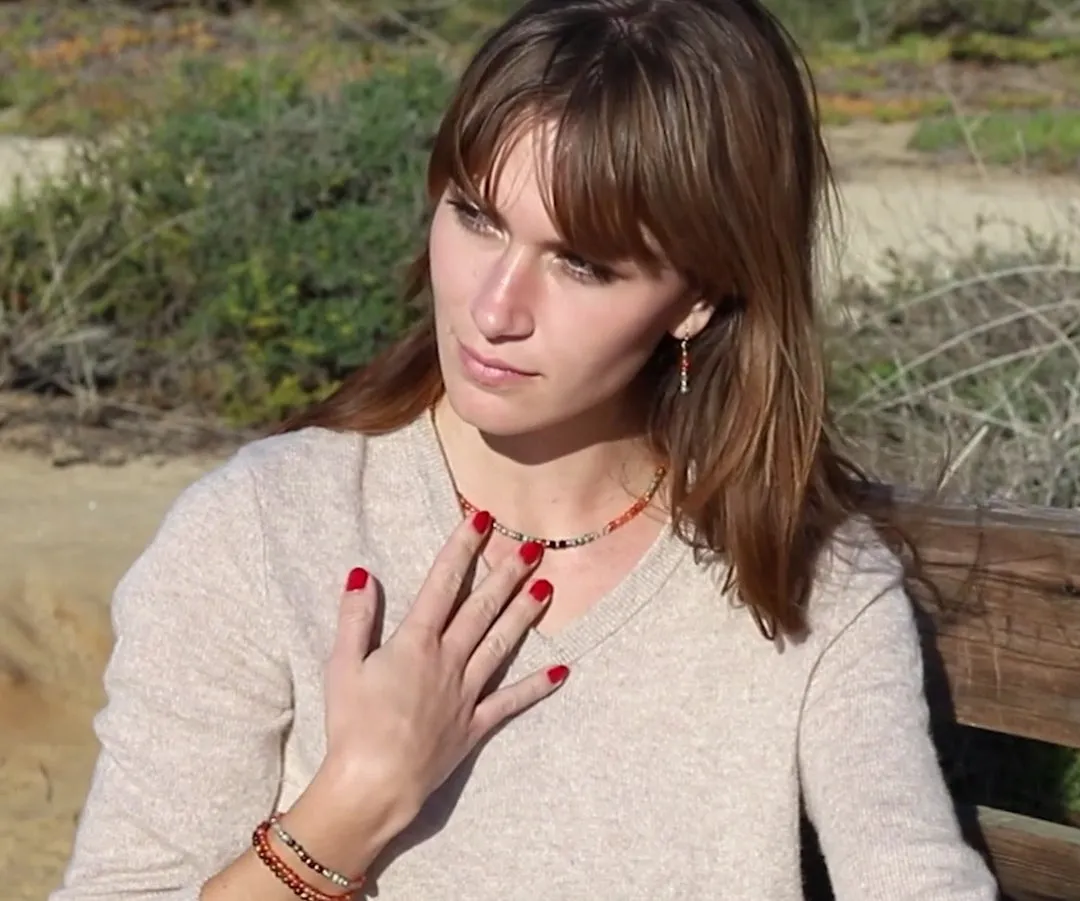 Carnelian and Amazonite Delicate Beaded Necklace