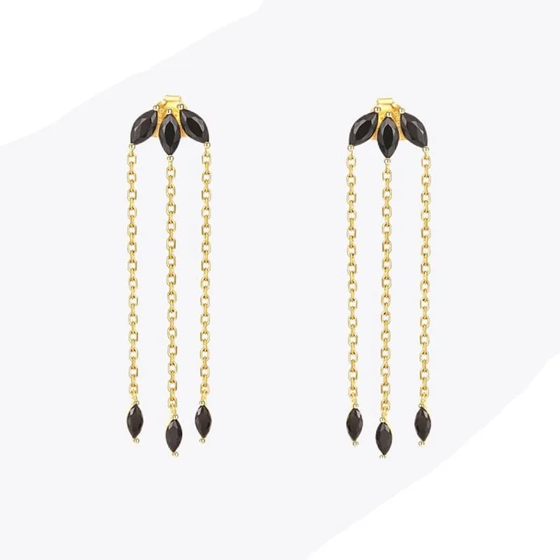 Colorful Tassel Chains Stud Earrings