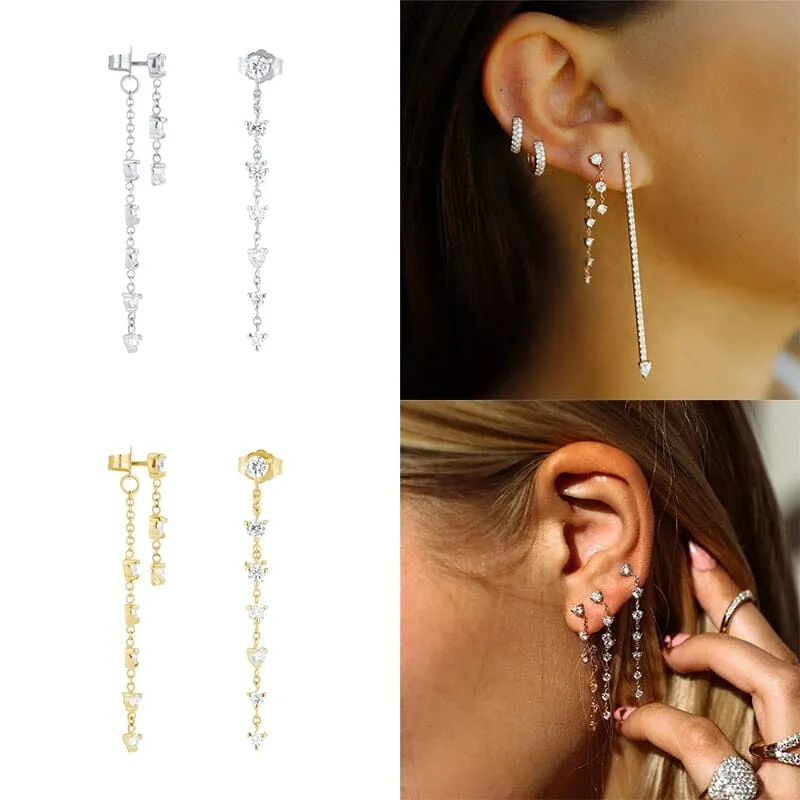 Colorful Tassel Chains Stud Earrings