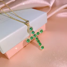 Cross Emerald Pendant