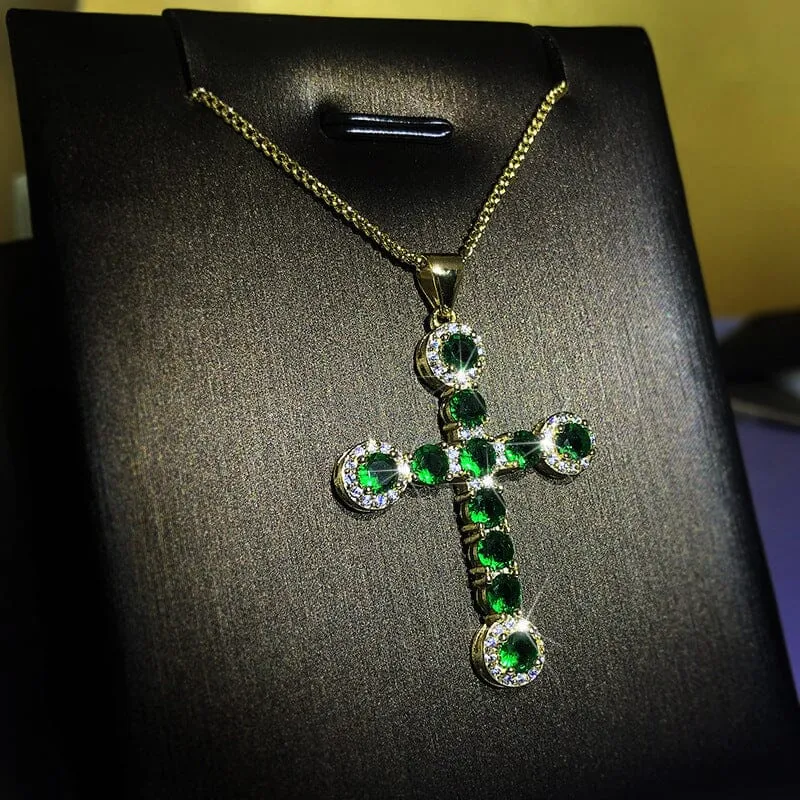 Cross Emerald Pendant